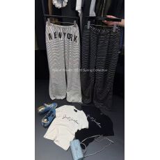 批发2026新品春夏爆款字母条纹阔腿<b class='q'>裤</b><b class='q'>休闲裤</b>