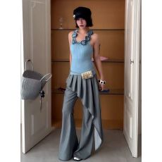 批发新品韩系百褶屁帘假两件微喇叭<b class='q'>裤</b>