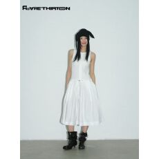 批发重工设计款<b class='q'>衬衫</b>裙日系白色背心<b class='q'>连衣裙</b>女无袖春夏大摆长裙子