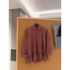 批发复古风<b class='q'>格子</b>长袖衬衫女荷叶边下摆叠穿衬衣娃娃裙<b class='q'>连衣裙</b>上衣