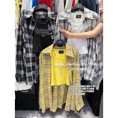 批发韩系设计同色系格子衬衫+字母吊带套<b class='q'>装</b>