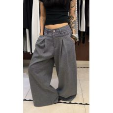 批发布人儿美式复古双腰头休闲卫<b class='q'>裤</b>女直筒宽松慵懒风垂感阔腿长<b class='q'>裤</b>子
