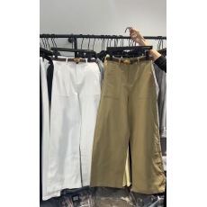 批发老钱风简约高腰直筒长<b class='q'>裤</b>新款2026春季通勤百搭日常休闲<b class='q'>裤</b>女配腰带