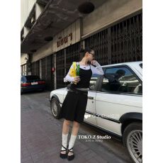 批发2026春季新款前开叉设计时尚复古小众百搭西装半身裙女