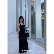 批发真两件法式修身显瘦针织吊带连衣裙女夏季新款设计感大裙摆<b class='q'>长裙</b>子