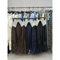 批发夏季美式辣妹设计感翻边拼接工装阔腿<b class='q'>裤</b><b class='q'>宽松</b>假两件休闲<b class='q'>裤</b>