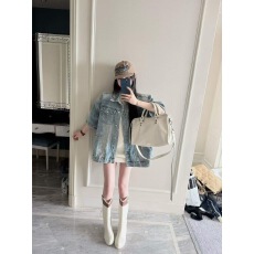 批发PLNH2026春季新款韩版时尚设计感宽松显瘦气质洗水短袖牛仔<b class='q'>外套</b>女