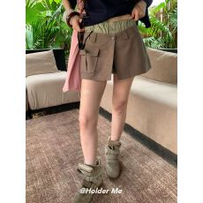 批发韩系高腰显瘦设计感纽扣短<b class='q'>裤</b><b class='q'>裤</b>裙两件套