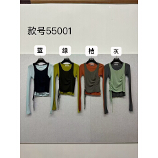 批发2026早秋新品韩系撞色设计真俩件上衣