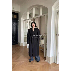 批发中长款西装外套女2025<b class='q'>春</b>秋款韩版时尚宽松双排扣高级感小西服风衣