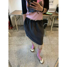 批发lilian～TABLE清冷感褶皱感醋酸蕾丝慵懒<b class='q'>半身裙</b>(无腰带腰）