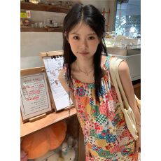 批发可爱<b class='q'>童</b>趣甜美吊带背心连衣<b class='q'>裙</b>女夏季设计感小众无袖薄荷绿气质<b class='q'>裙</b>子