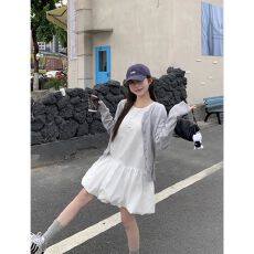 批发甜美蓬蓬<b class='q'>背心</b>连衣裙2026夏季新款收腰显瘦小个子白色花苞短裙chic