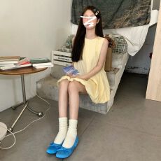 批发奶黄色无袖<b class='q'>背心</b>花苞连衣裙女夏季新款小个子甜美度假风蓬蓬短裙子