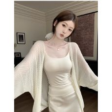 批发慵懒风针织冰丝<b class='q'>开衫</b><b class='q'>女</b>夏季配吊带裙的小外搭披肩防晒