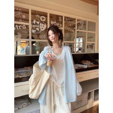 批发灯笼袖防晒开衫女2026夏季新款软糯宽松薄款<b class='q'>长袖</b>针织