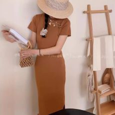 批发性感国风女装年轻中长款2026年夏季新款<b class='q'>修身</b>显瘦过膝紧身内搭长裙