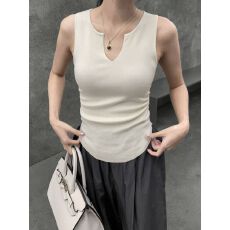 批发纯色V领针织<b class='q'>背心</b>女夏季外穿2026新款修身显瘦无袖打底衫上衣