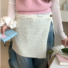 批发韩版纽扣<b class='q'>毛线</b>针织屁帘女春夏新款时尚百搭小众氛围感叠穿半身裙子