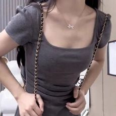 批发法式气质方口领2026年夏季灰色<b class='q'>连衣裙</b>女装收腰显瘦修身短袖长裙子