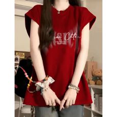 批发美式<b class='q'>街头</b>风百搭坎肩无袖T恤牌运动宽松上衣女