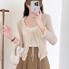 批发薄款竹节麻针织开<b class='q'>衫</b>长袖2026夏季外搭短款<b class='q'>空调</b><b class='q'>衫</b>防晒披肩上衣女潮