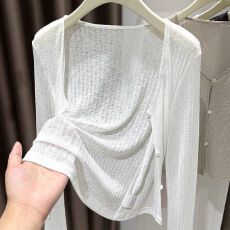 批发法式针织开<b class='q'>衫</b>长袖女夏季外搭轻薄款透气冰丝小披肩<b class='q'>空调</b>房罩<b class='q'>衫</b>上衣