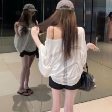 批发天丝螺纹夏气质蕾丝拼接蝙蝠袖T恤女<b class='q'>空调</b>罩<b class='q'>衫</b>防晒<b class='q'>衫</b>上衣