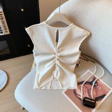 新款后背镂空抽绳高级感修身短款上衣