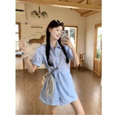 批发2026夏季新款韩系时尚<b class='q'>气质</b>POIO领短袖连衣裙高腰休闲短<b class='q'>裤</b>时尚套<b class='q'>装</b>