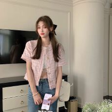 批发小香风外套女装秋<b class='q'>冬</b>2026新款粗花呢流苏短款百搭宽松洋气短袖上衣