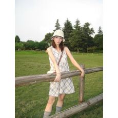 法式新品超好看无袖宽松休闲背心裙小众设计感海军领A字型连衣裙