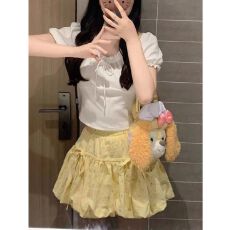 批发【有内里】波点花苞短裤裙女夏季<b class='q'>新款</b>蝴蝶结<b class='q'>半身裙</b>子