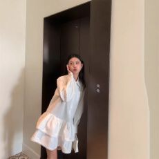 批发cheese'花房少女'裙子女蕾丝花边小众a字裙春<b class='q'>长袖</b>白色衬衫连衣裙