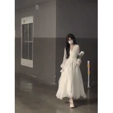 批发春秋法式初恋长裙超仙甜美温柔风<b class='q'>荷叶边</b>公主<b class='q'>连衣裙</b>子女秋冬季穿搭