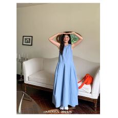 批发韩版圆领大<b class='q'>裙摆</b>背心裙宽松设计感气质无袖连衣裙