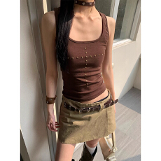 批发【莫代尔】美式辣妹复古吊带背心女外穿2025年夏季新款纯欲风上衣