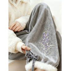 批发【金丝绒复合贝贝绒】刺绣金丝绒阔腿裤<b class='q'>202</b>5冬简约气质毛边休闲裤