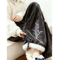 批发金丝绒复合<b class='q'>贝贝</b>绒金丝绒直筒裤2025冬款高级感毛边显瘦休闲裤