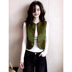 批发【黄金段】国风马甲背心春装高级感显瘦无袖上衣舒适<b class='q'>百搭</b>优雅马夹