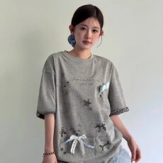 批发[索罗那] 2026早春季新款中<b class='q'>大</b><b class='q'>童</b>洋气打底衫蝴蝶结T恤小清新上衣