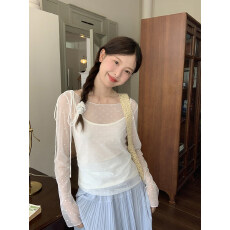 批发<b class='q'>莫代尔</b>甜美长袖防晒罩衫女新款秋季雾蓝色显瘦<b class='q'>吊带</b><b class='q'>背心</b>