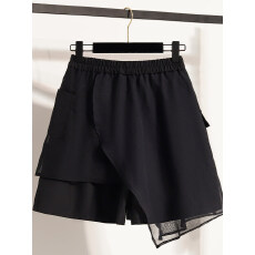 批发【捻丝乱麻】夏季<b class='q'>大码</b>不规则拼接网纱<b class='q'>裙裤</b>百搭短裤显瘦四分裤子薄