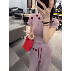 批发【氨曼巴棉】夏季装套26超火修身立体短上衣阔腿裤休闲<b class='q'>运动套装</b><b class='q'>女</b>