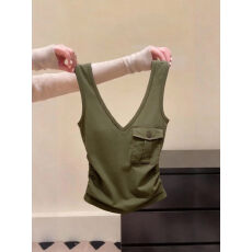 批发【40支1*1酷丝爽棉】女装吊带背心百搭<b class='q'>设计</b>感辣妹外穿绿色上衣潮