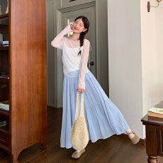批发<b class='q'>莫代尔</b>白色气质薄款波点长袖罩衫26秋新款时尚漂亮上衣两件套