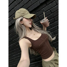 批发【莫代尔】美式复古无袖吊带背心外穿修身绝美漂亮纯欲风辣妹上衣