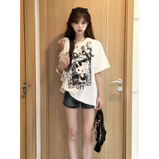 批发【索罗娜】2026时尚百搭露肩短袖T恤女夏季<b class='q'>街头</b>设计感宽松显瘦