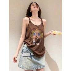 批发【莱赛尔雪花棉】甜酷辣妹印花吊带背心女夏季显瘦百搭无袖上衣