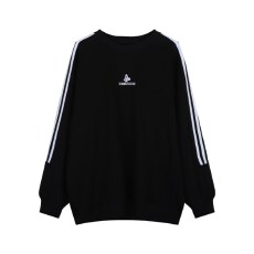 批发【原版做工】慵懒风白色三条杠长袖圆领套头卫衣秋季宽松舒适上衣
